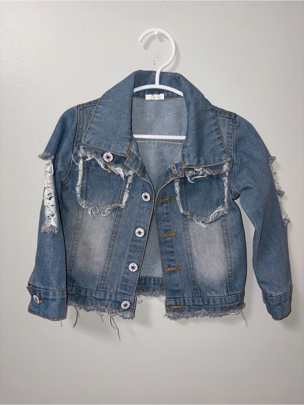 Unbranded Denim Distressed Light Wash Faded Jacket Fits 2T